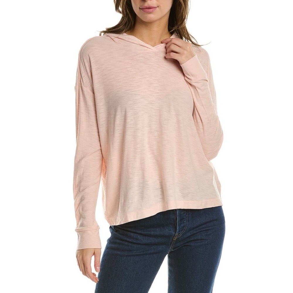 EUC James Perse Women’s Cotton Modal Slub Knit Hooded Long Sleeve Top